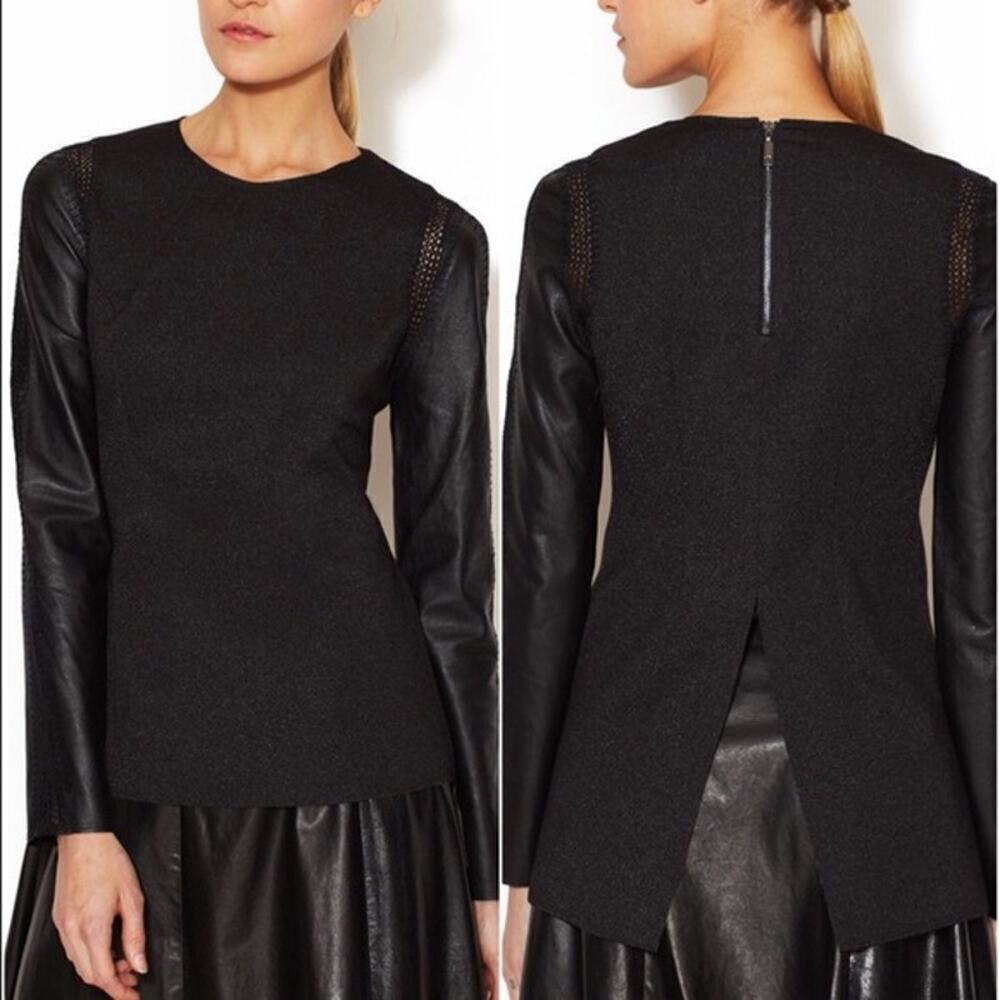 Stella & Jamie Black Leather Rio Top Size Small